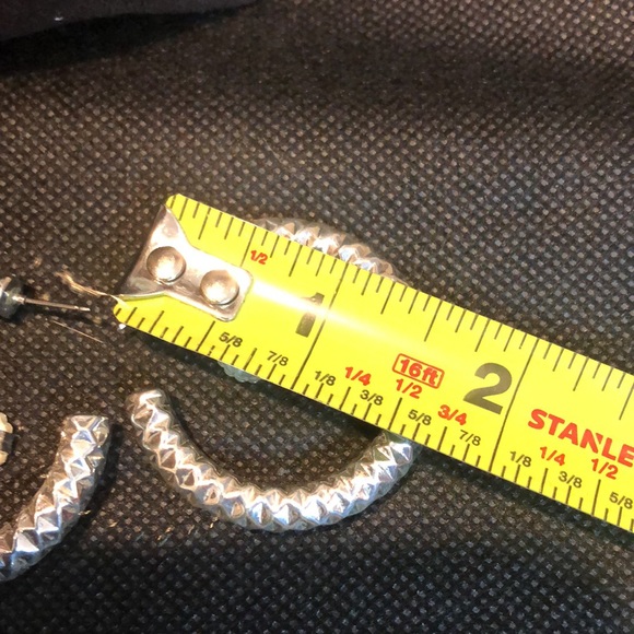 SIMON SEBBAG Sterling Silver Diamond Cut Large Hoop Post Back Earrings - Picture 11 of 13